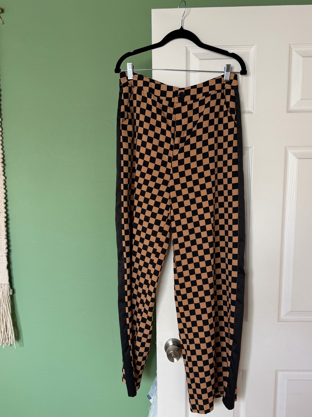 Urban outfitters Checkerboard Tapered Pants in Black and Camel